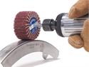 Use Merit aluminum oxide flap wheels for metal finishing on contoured surfaces